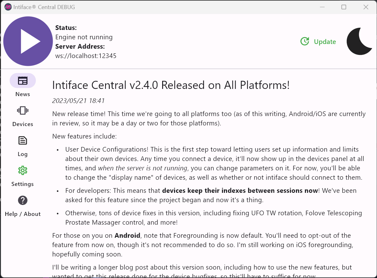 Quick ish start Intiface Documentation Quick ish start Intiface Documentation